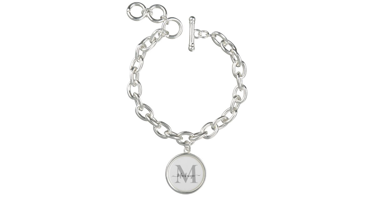 Personalize Monogram Initial Name Charm Bracelet