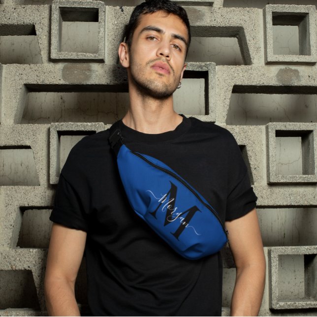 Personalize Monogram Initial Name Deep Blue Fanny Pack (Personalize Monogram Initial Name Deep Blue Fanny Pack)