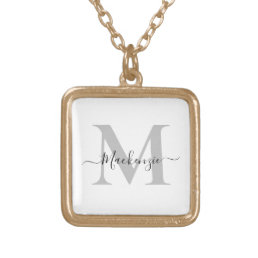 Personalize Monogram Initial Name Gold Plated Necklace