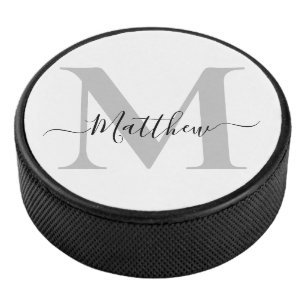 Personalize Monogram Initial Name Hockey Puck