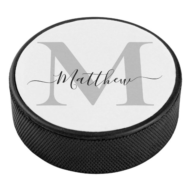 Personalize Monogram Initial Name Hockey Puck (3/4)
