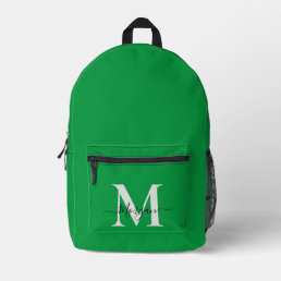 Personalize Monogram Initial Name Kelly Green Printed Backpack