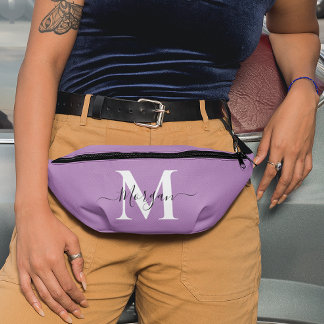 Personalize Monogram Initial Name Lavender Purple Fanny Pack