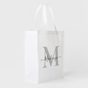 Personalize Monogram Initial Name Phone Artwork Grocery Bag