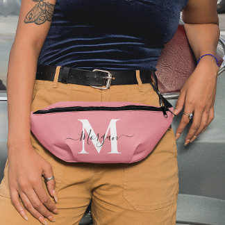 Personalize Monogram Initial Name Pink Fanny Pack