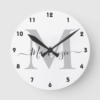 Personalize Monogram Initial Name Round Clock