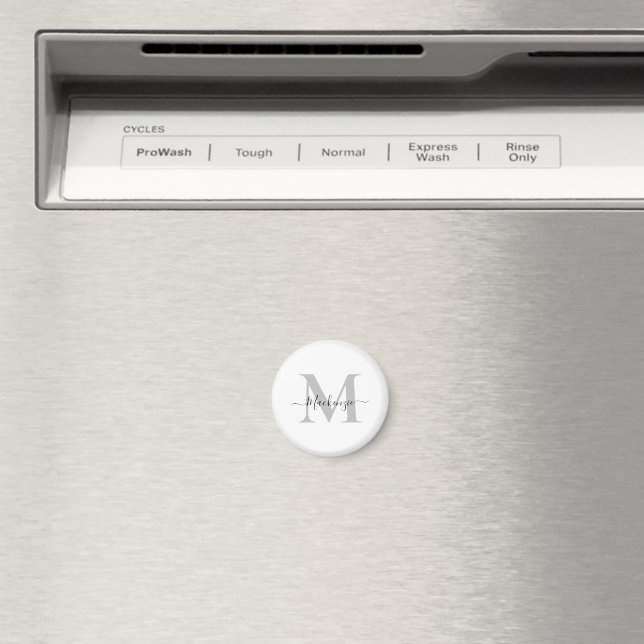 Personalize Monogram Initial Name Round Magnet (In Situ (Dishwasher))