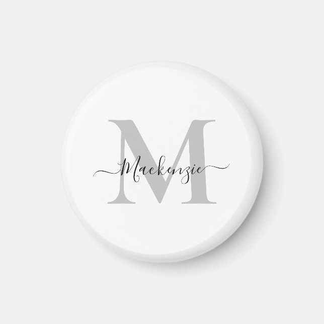 Personalize Monogram Initial Name Round Magnet (Front)