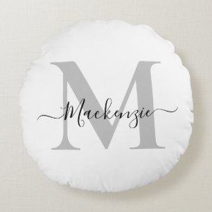 Personalize Monogram Initial Name Round Pillow