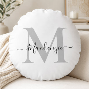 Personalize Monogram Initial Name Round Pillow