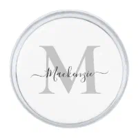 Personalize Monogram Initial Name Silver Finish Lapel Pin