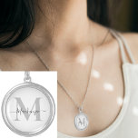 Personalize Monogram Initial Name Silver Plated Necklace<br><div class="desc">Personalize this Monogram Initial Name Silver Plated Necklace. Edit it to add a background color,  change the text font or color,  or add a photo or artwork. Contact Sandy at admin@giftsyoutreasure.com</div>