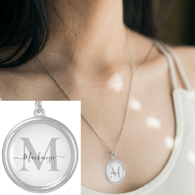 Personalize Monogram Initial Name Silver Plated Necklace (Personalize Monogram Initial Name Silver Plated Necklace)