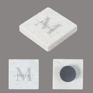 Personalize Monogram Initial Name Stone Magnet