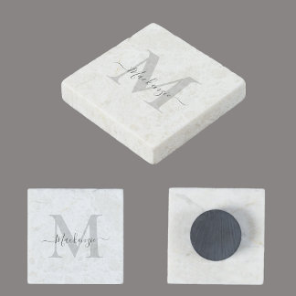 Personalize Monogram Initial Name Stone Magnet