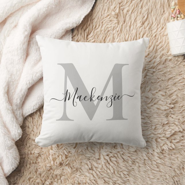 Personalize Monogram Initial Name Throw Pillow (Blanket)
