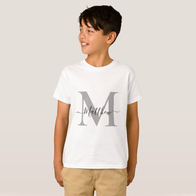 Personalize Monogram Initial Name Unisex Kids T-Shirt (Front Full)