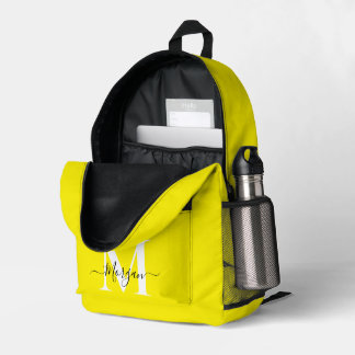 Personalize Monogram Initial Name Yellow Printed Backpack