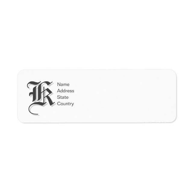 Personalize  Monogram K Return Address Label (Front)