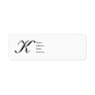 Personalize Monogram K Script Return Address Label