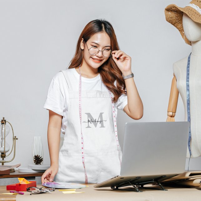 Personalize Monogram Name Add Photo Color Adult Apron (Personalize Monogram Name Add Photo Color Adult Apron)