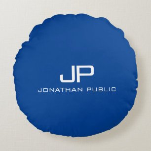 Personalize Monogram Name Elegant Modern Template Round Pillow