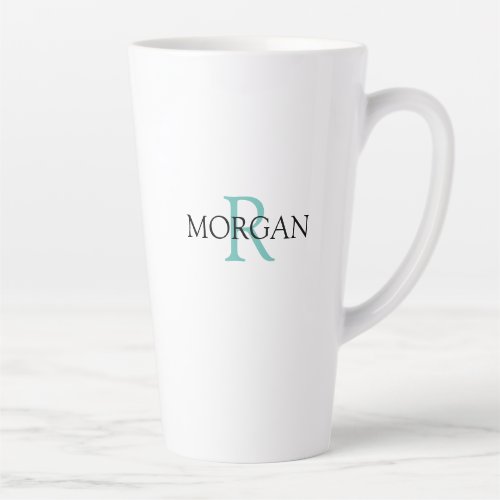 Personalize Monogram  Name Light Teal  Black Latte Mug