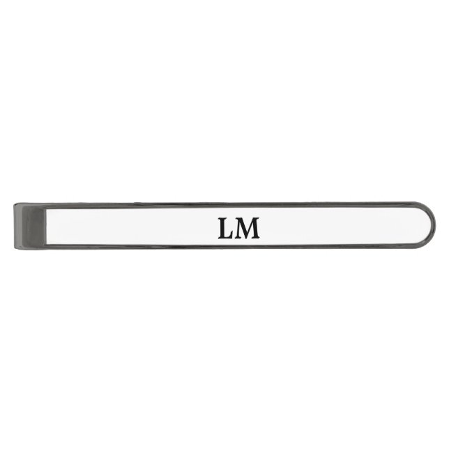 Personalize Monogram Name Quote Gunmetal Finish Ti Tie Bar (Front)