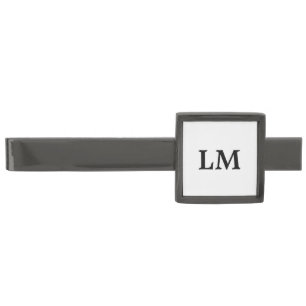 Personalize Monogram Name Quote Square Gunmetal Finish Tie Bar