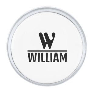 Personalize Monogram Name Silver Finish Lapel Pin