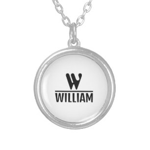 Personalize Monogram Name Silver Plated Necklace