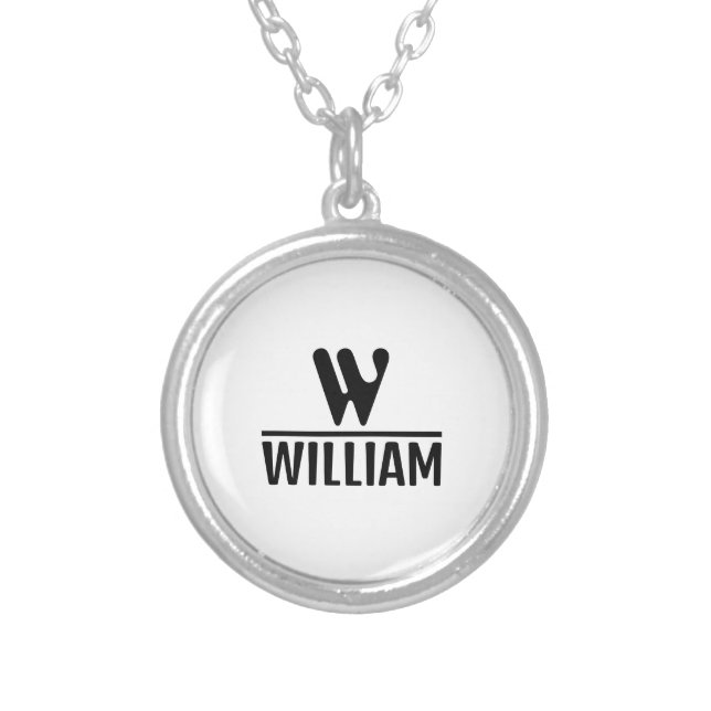 Personalize Monogram Name Silver Plated Necklace (Front)