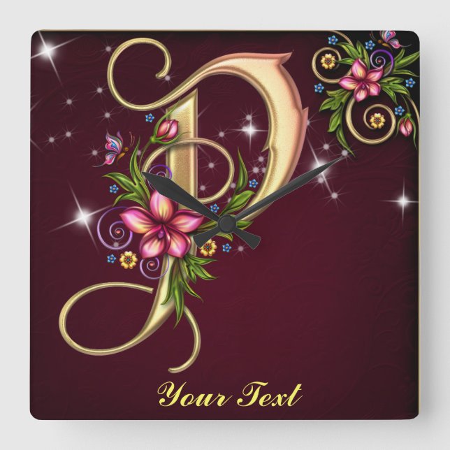 Personalize Monogram P Wall Clock (Front)