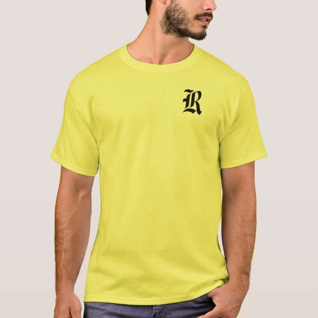 Personalize Monogram R Yellow T-Shirt (Front)