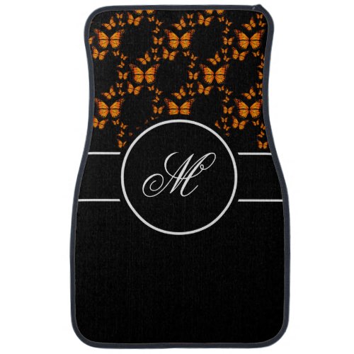 Personalize Monogram Womens Orange Butterfly Car Floor Mat