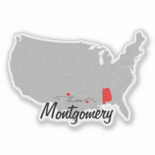 Personalize - Montgomery, Alabama Map US Sticker