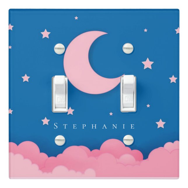 Personalize Moon Cloud Blue Starry Sky Girl    Light Switch Cover (In Situ)