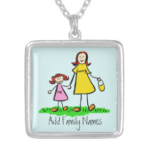 Personalize Mother & Daughter Family Name Necklace