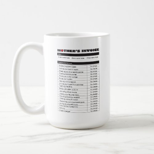 Personalize Mothers Day Invoice Custom Gift 4 Mom Coffee Mug