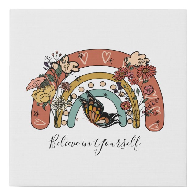 Personalize Motivational Inspirational Rainbow  Faux Canvas Print (Front)