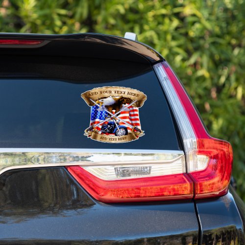 Personalize Motorcycle Veteran Patriot USA Flag Sticker