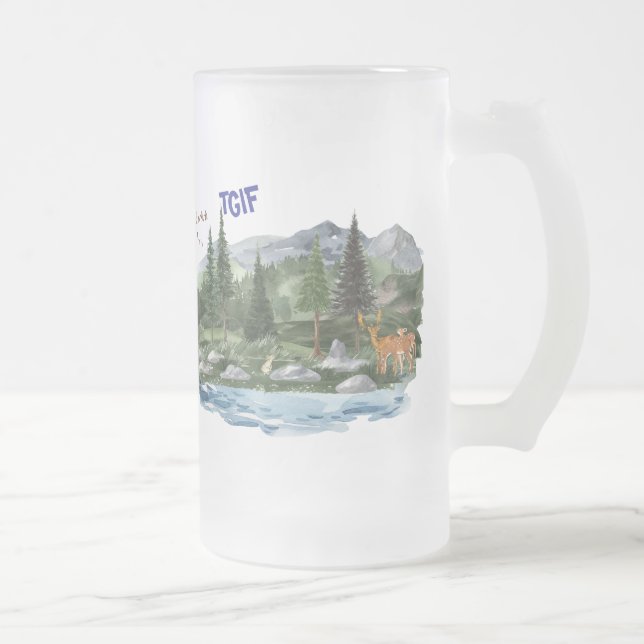 Personalize Mountain High Wildlife Frosted Glass Beer Mug (Right)