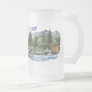 Personalize Mountain High Wildlife Frosted Glass Beer Mug