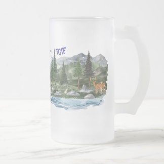 Personalize Mountain High Wildlife Frosted Glass Beer Mug