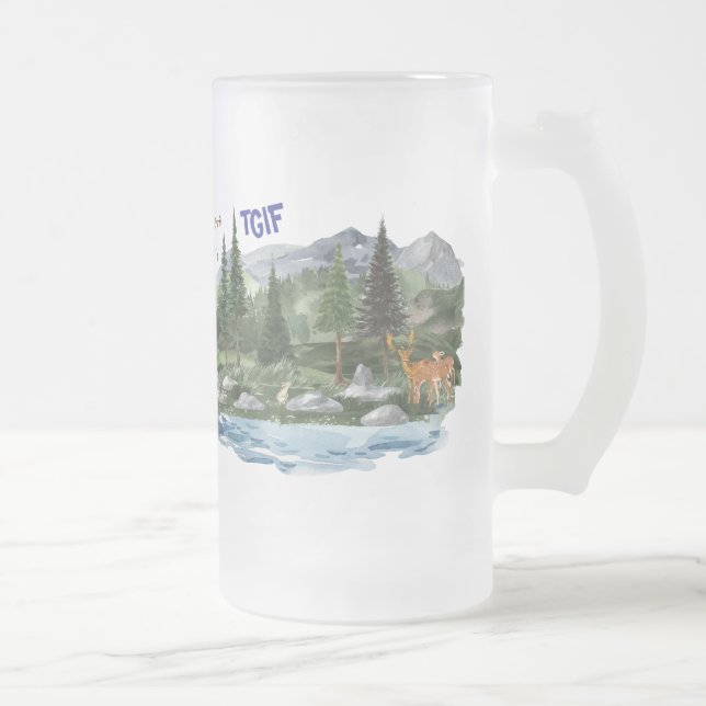 Personalize Mountain High Wildlife Frosted Glass Beer Mug (Right)