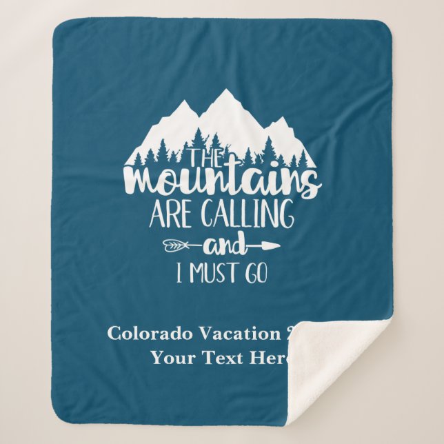 Personalize Mountains Are Calling and I Must Go  Sherpa Blanket (Front)