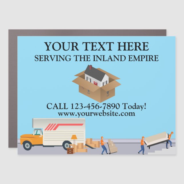 Personalize Moving Truck Company Door Advert Car Magnet (Front)