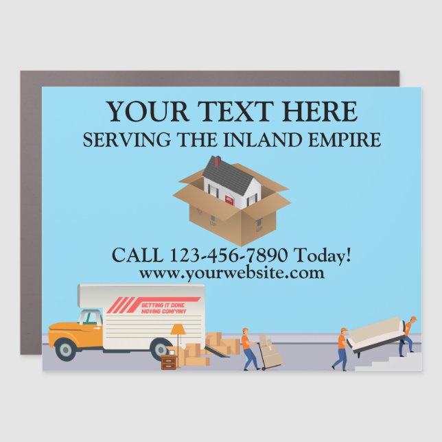 Personalize Moving Truck Company Door Advert Truck Car Magnet (Front)