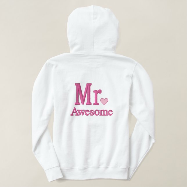 Personalize Mr & Mrs Embroidery Embroidered Gear Embroidered Hoodie (Design Back)