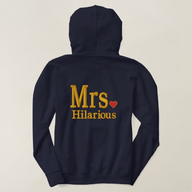 Personalize Mr & Mrs Embroidery Embroidered Gear Embroidered Hoodie (Design Back)
